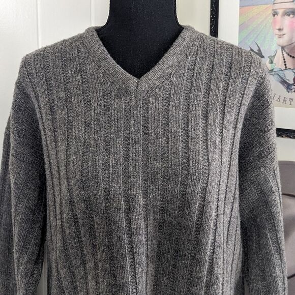 J. Crew Gray Lambswool Cable Knit Fisherman Sweater M Dark Academia Whimsigoth - Picture 3 of 9